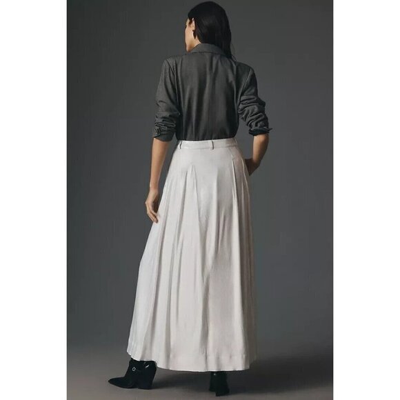 NWT Anthropologie Avery Pleated Maxi Skirt Sequin 20W Silver Party Cockail - Picture 3 of 10